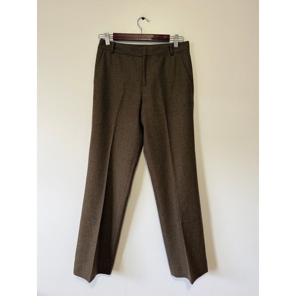 Lauren Ralph Lauren Petite 4P Brown 100% Merino Wool Houndstooth Dress Pants